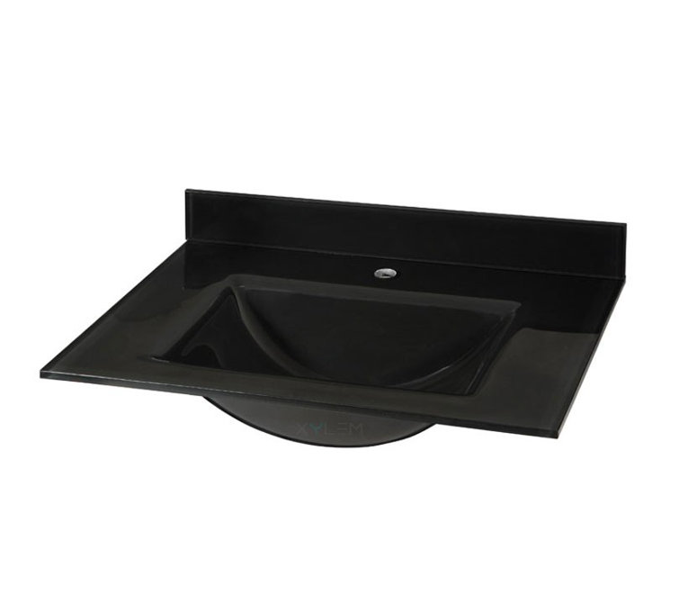 Hembry Creek 25'' Glass Single Vanity Top with Sink and 1 Faucet Holes